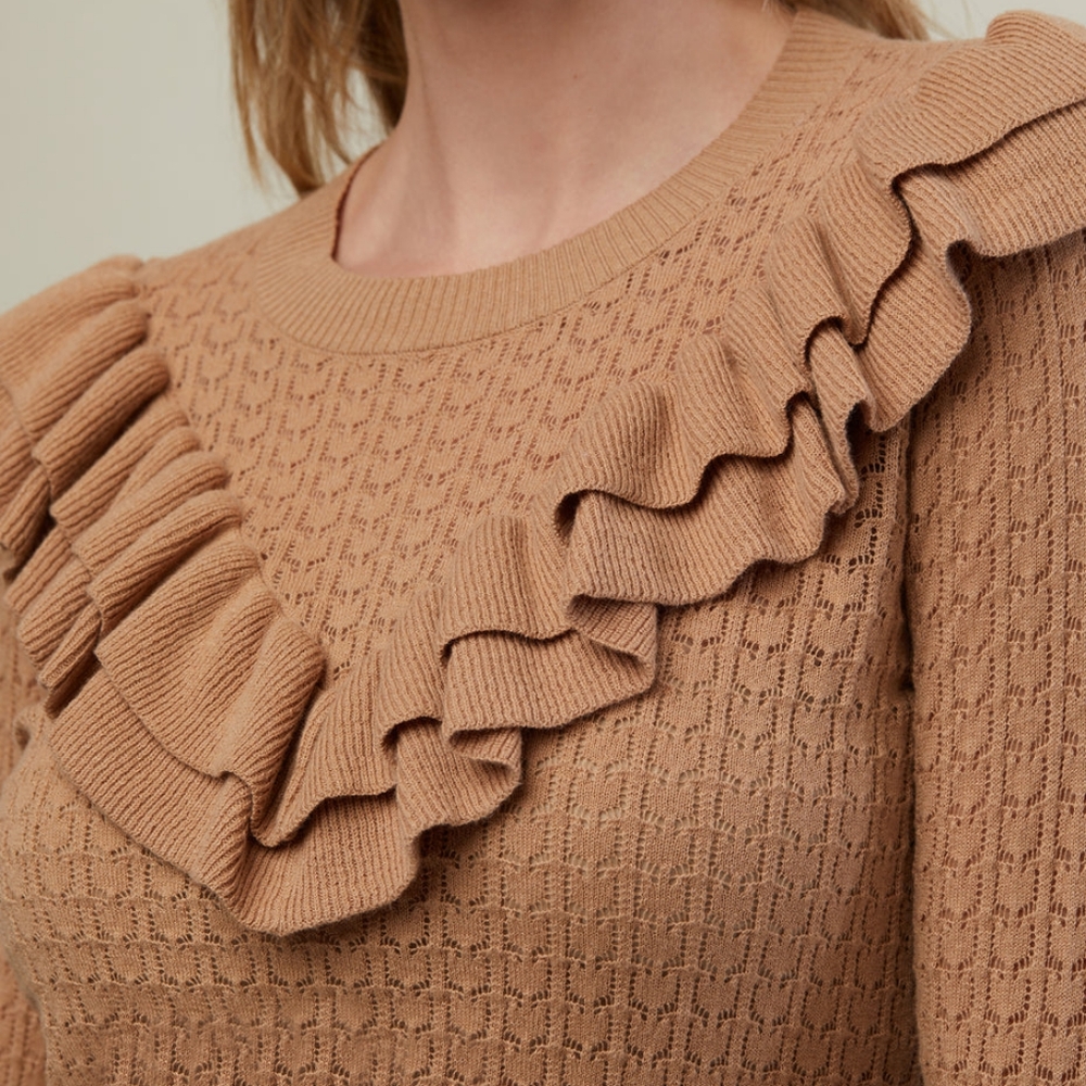 SALE! RACHEL PARCELL-Pointelle Ruffle Sweater-NWT - Picture 3 of 4